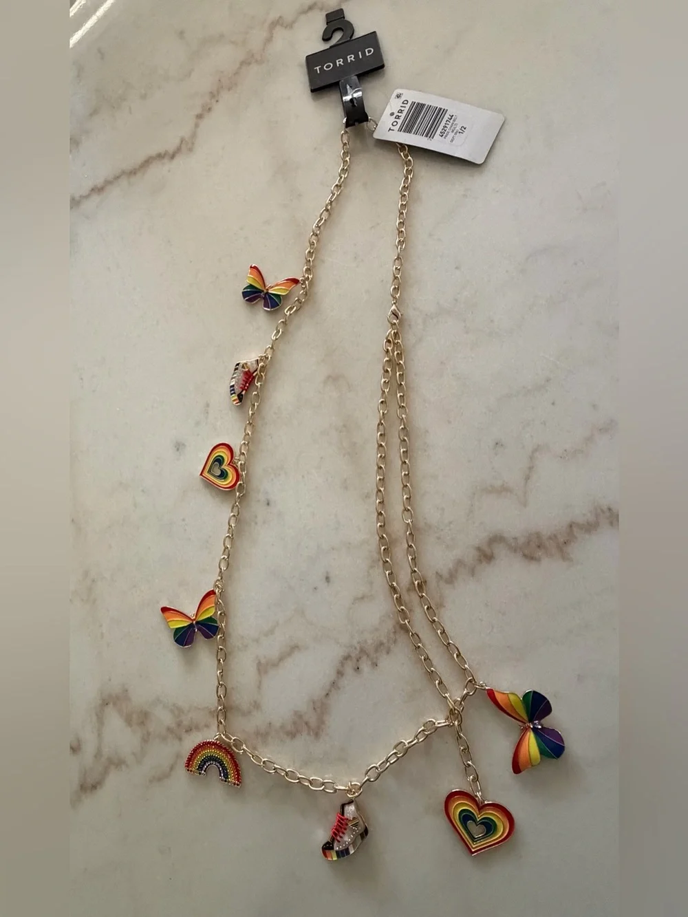 Torrid Gold Tone Chain Pride Belt With Enamel Charms Women’s Size 1/2 NWT